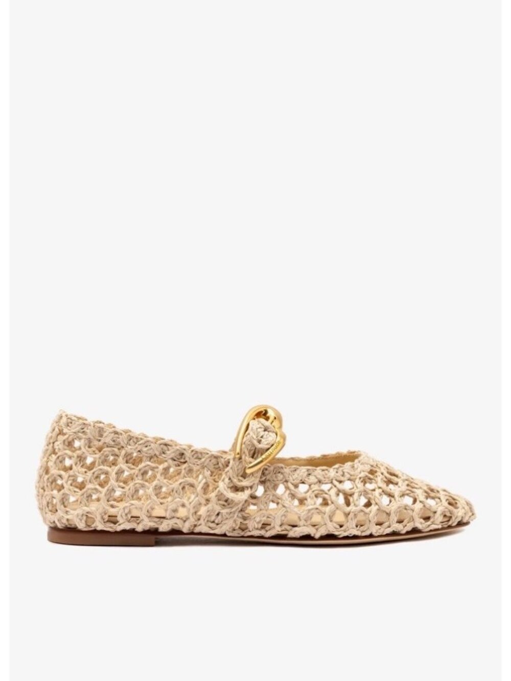 NEW LARROUDE Verona Macrame In Beige Embroidered Raffia Sz 8 Ballet Flats